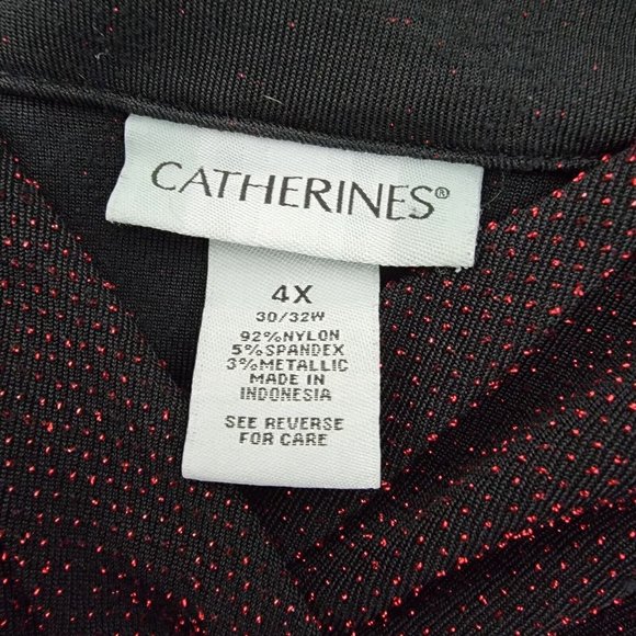Catherines Top Plus Size 4X 30/32W Red Metallic Lightweight Stretch Casual Red - Picture 5 of 6